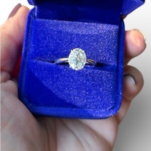 New 2 Carat, GRA Certified Moissanite Oval Diamond Ring, .925 Stamped-7,8,9